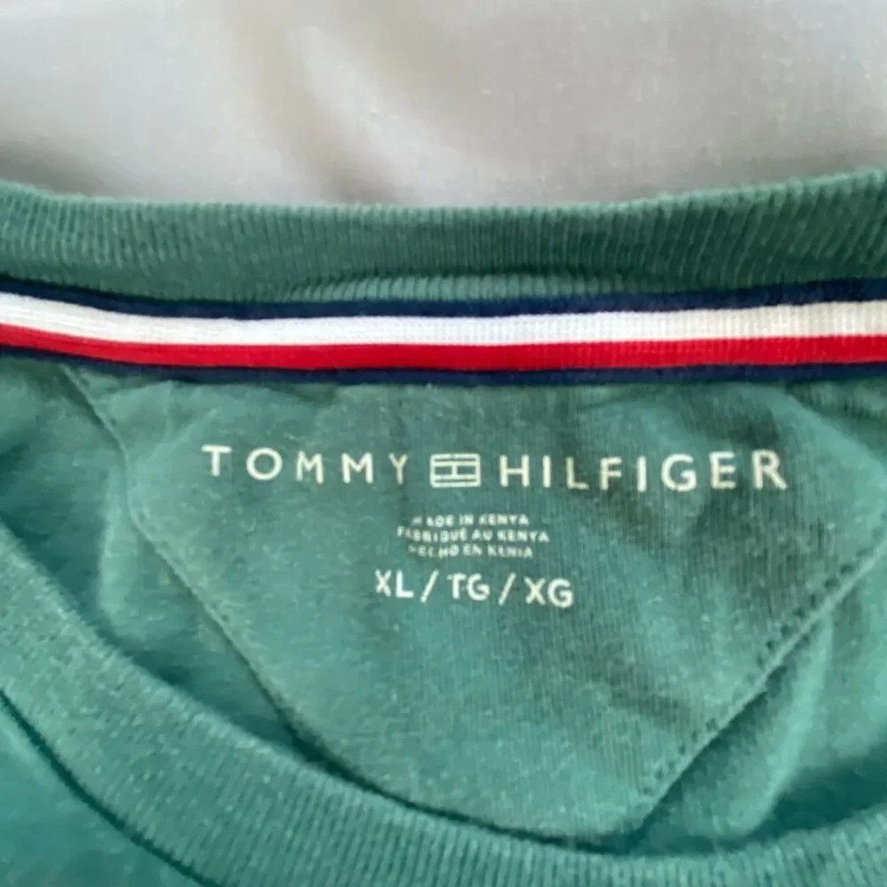 Tommy Hilfiger Mens Crew Neck Short Sleeve T-Shirt Embroidered Logo Green Size X